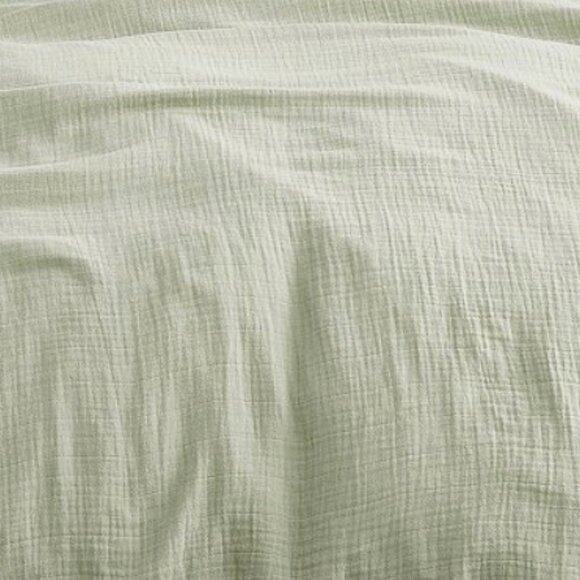 Pottery Barn Soft Gauze Duvet Cover + Standard Sham Set Cotton Sage Green NEW - Picture 8 of 8